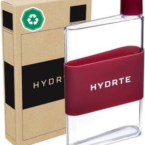 HYDRTE Ruby Red Flat Water Bottle